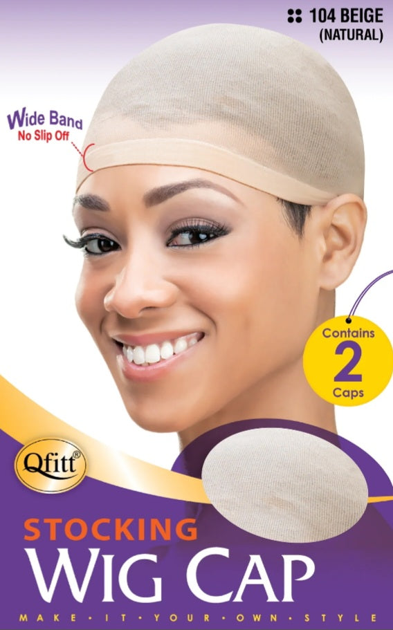 Qfitt Stocking Wig Cap – 104 Beige (Natural) – 2 Pack