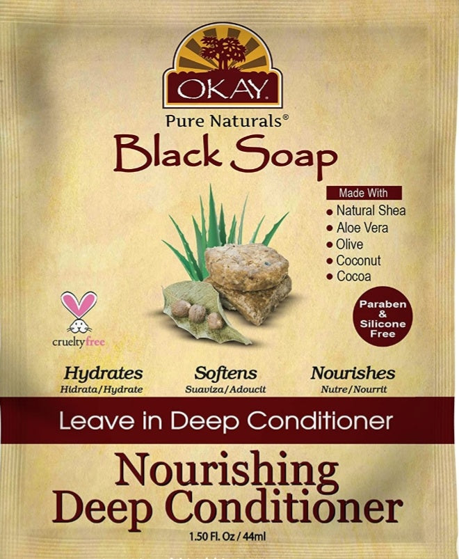 OKAY Pure Naturals Black Soap Leave-In Deep Conditioner – 1.5 fl oz / 44 mL